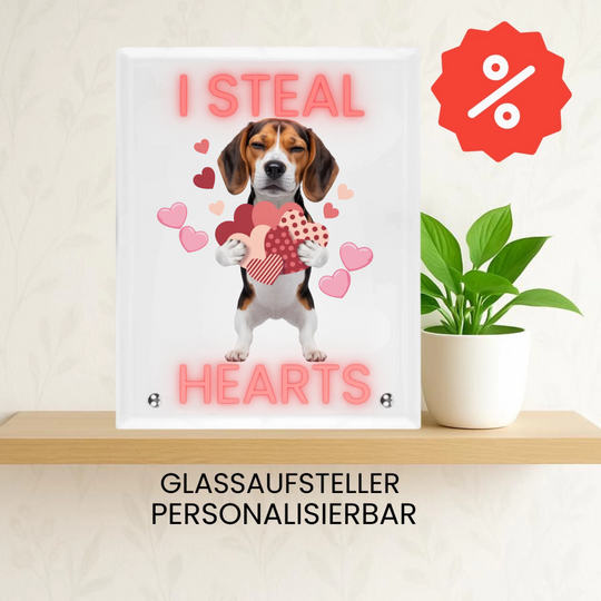 I STEAL HEARTS  Glasaufsteller Hochformat