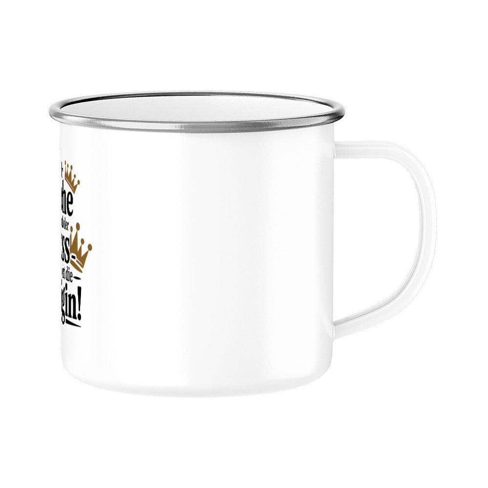 MUTTERTAG Emaille Tasse IN DER KÜCHE BIN ICH DER BOSS