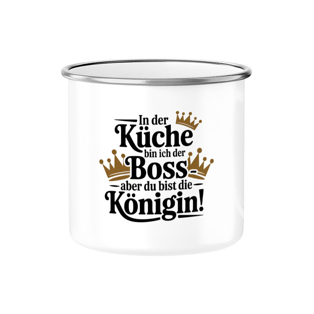 MUTTERTAG Emaille Tasse IN DER KÜCHE BIN ICH DER BOSS