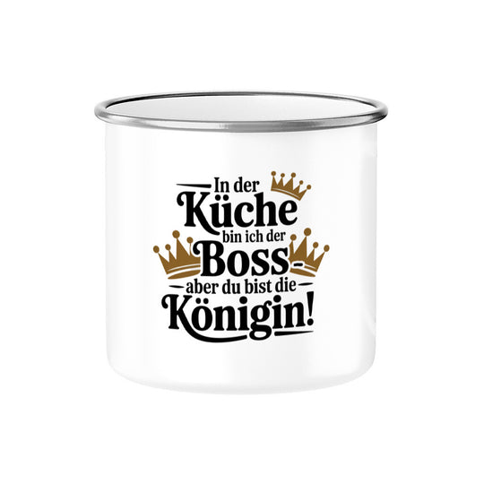 MUTTERTAG Emaille Tasse IN DER KÜCHE BIN ICH DER BOSS