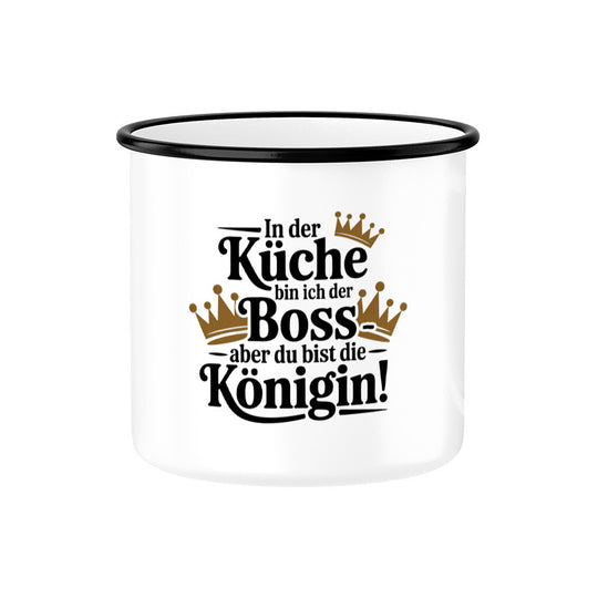 MUTTERTAG Emaille Tasse IN DER KÜCHE BIN ICH DER BOSS
