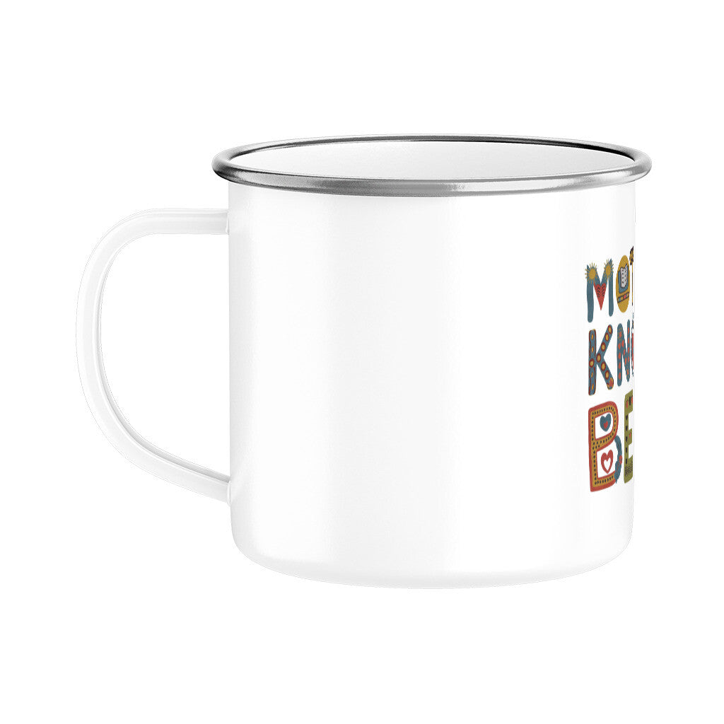 MUTTERTAG Emaille Tasse MOTHER KNOWS BEST