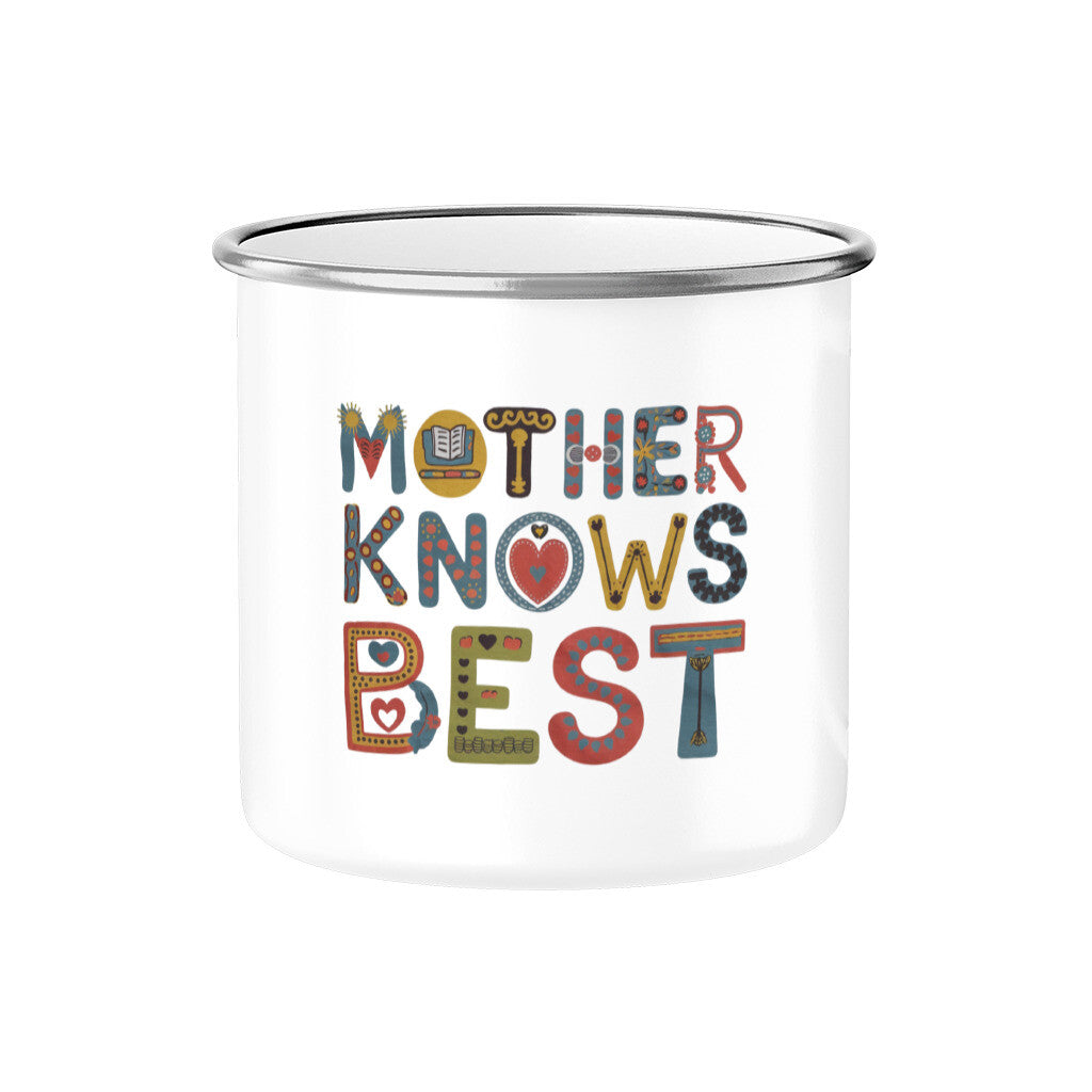MUTTERTAG Emaille Tasse MOTHER KNOWS BEST