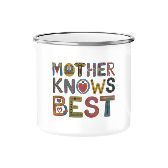 MUTTERTAG Emaille Tasse MOTHER KNOWS BEST