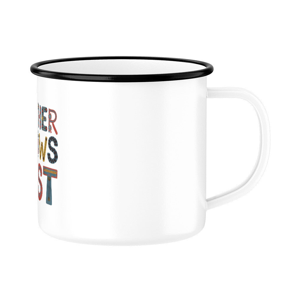 MUTTERTAG Emaille Tasse MOTHER KNOWS BEST