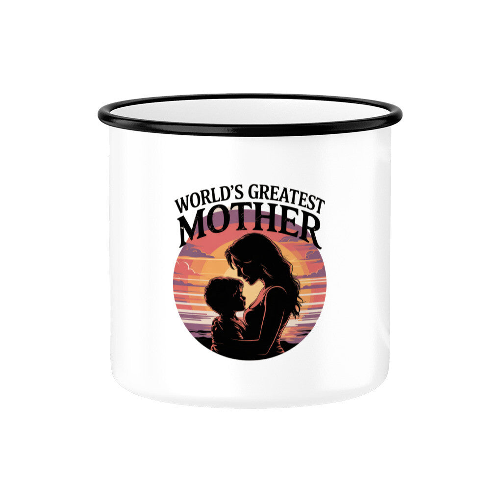 MUTTERTAG Emaille Tasse WORLD GREATEST MOTHER