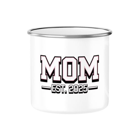 MUTTERTAG Emaille Tasse MOM EST.2025