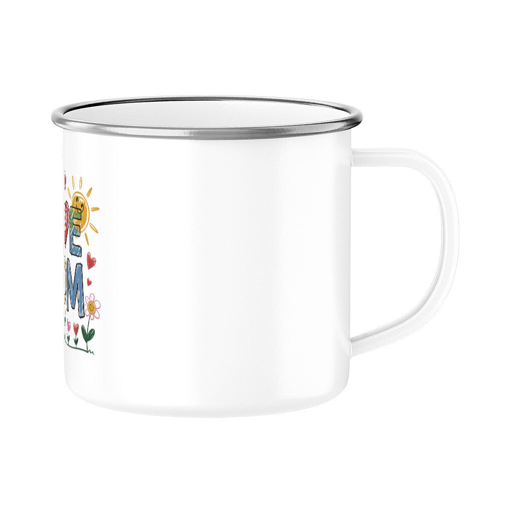 MUTTERTAG Emaille Tasse I LOVE MOM