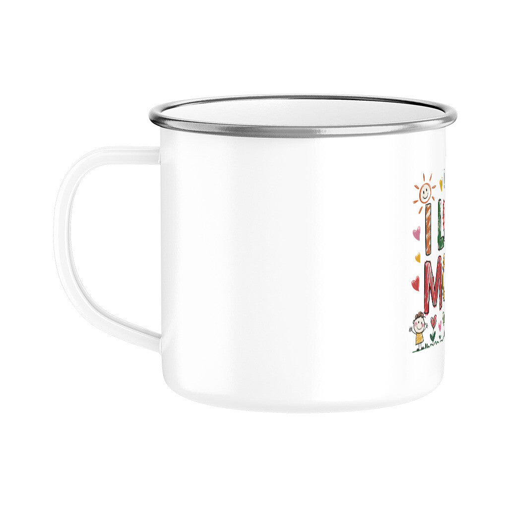 MUTTERTAG Emaille Tasse I LOVE MOM