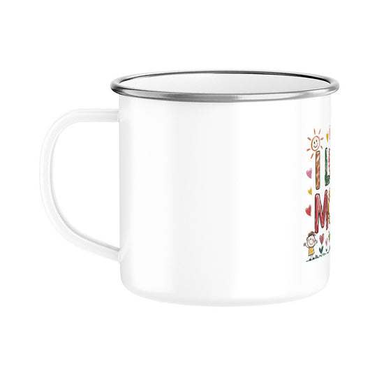 MUTTERTAG Emaille Tasse I LOVE MOM