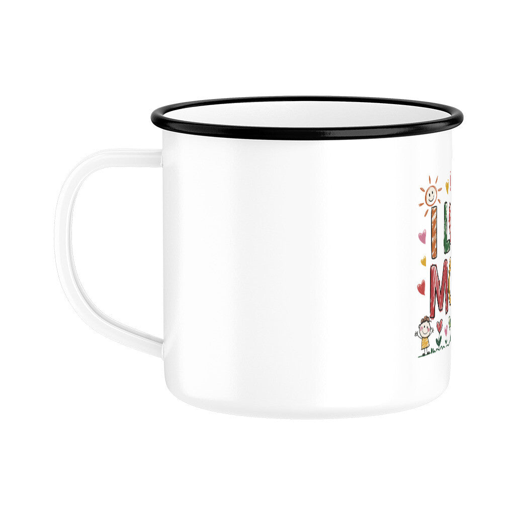 MUTTERTAG Emaille Tasse I LOVE MOM