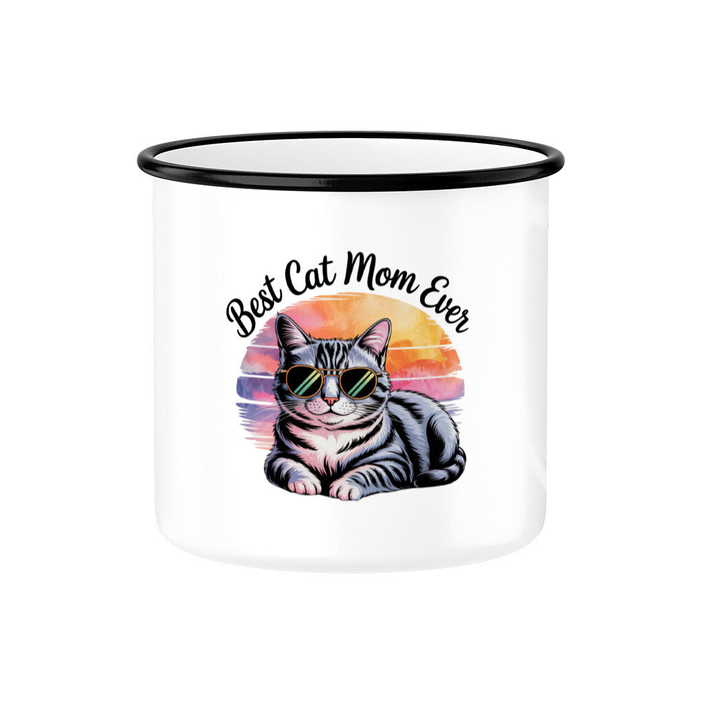 MUTTERTAG Emaille Tasse BEST CAT MOM EVER
