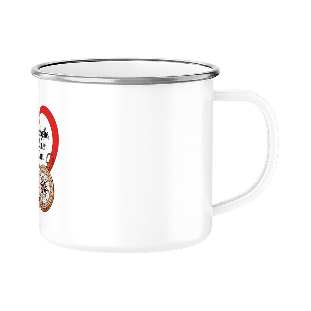 MUTTERTAG Emaille Tasse EGAL WO ICH GEHE