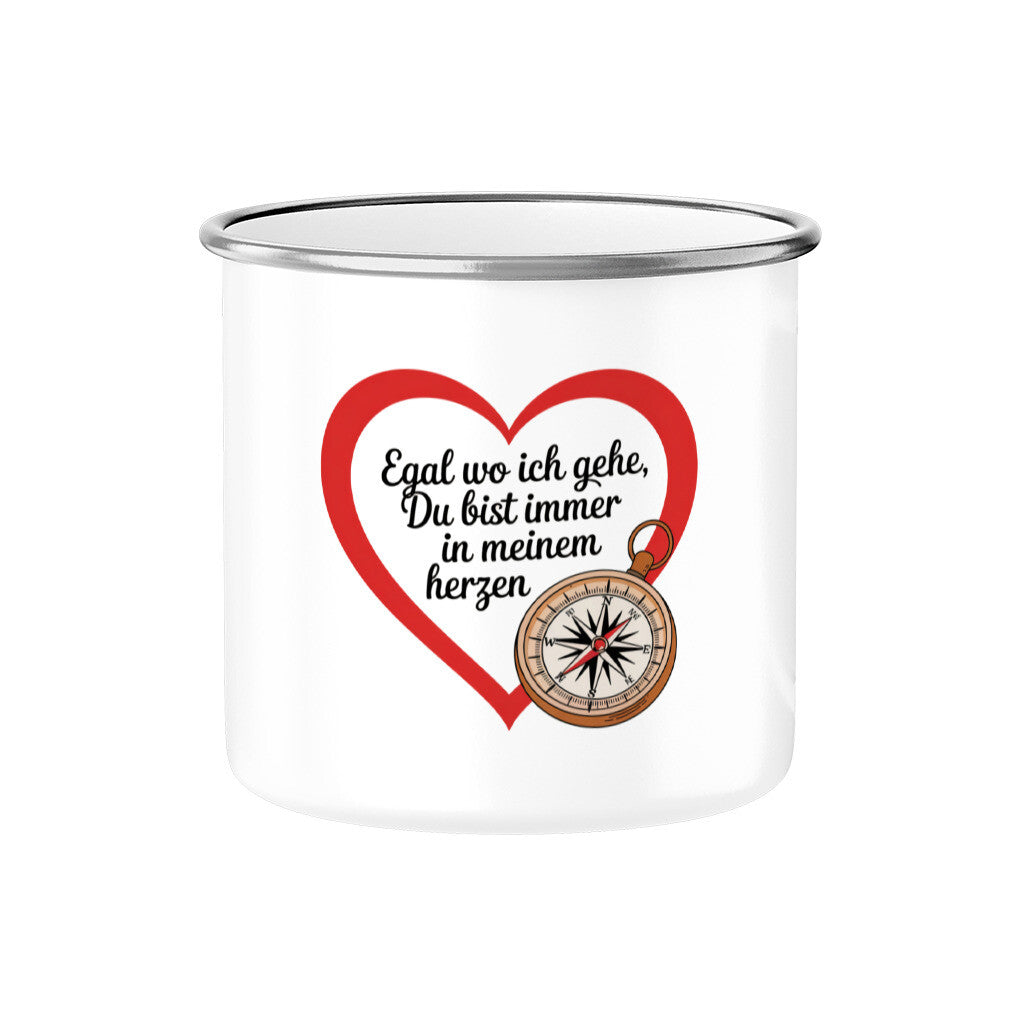 MUTTERTAG Emaille Tasse EGAL WO ICH GEHE