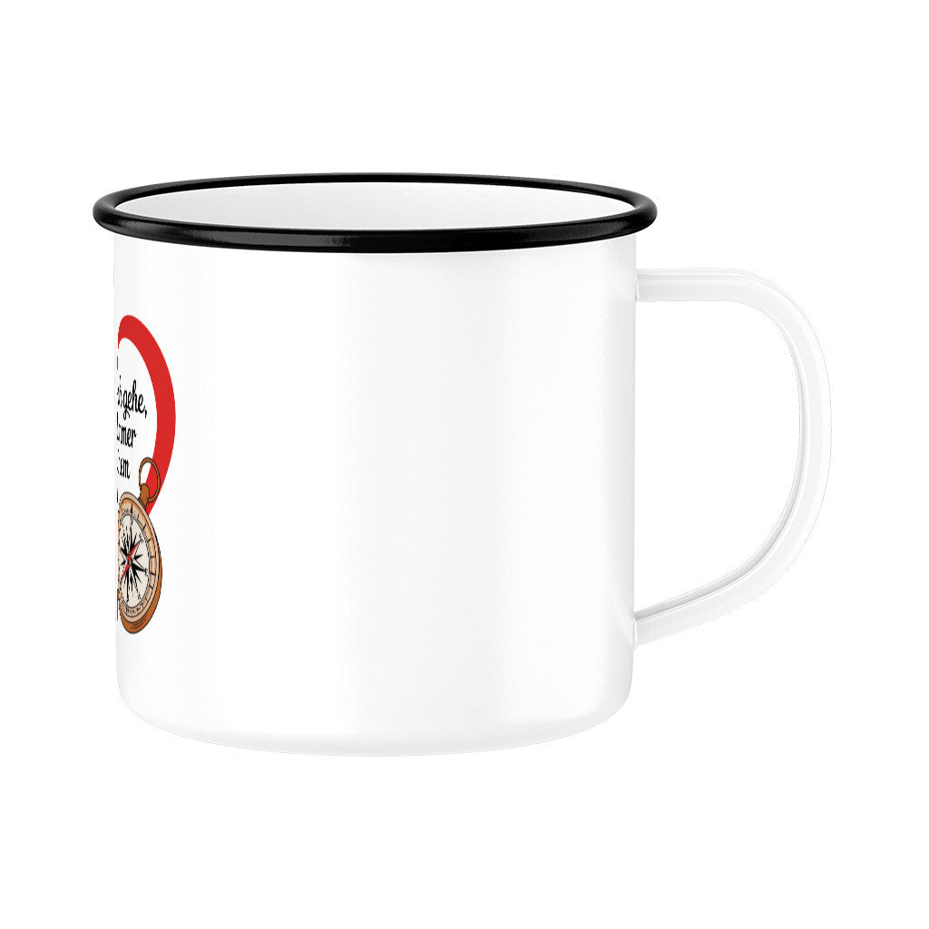 MUTTERTAG Emaille Tasse EGAL WO ICH GEHE