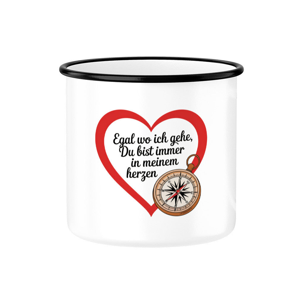 MUTTERTAG Emaille Tasse EGAL WO ICH GEHE
