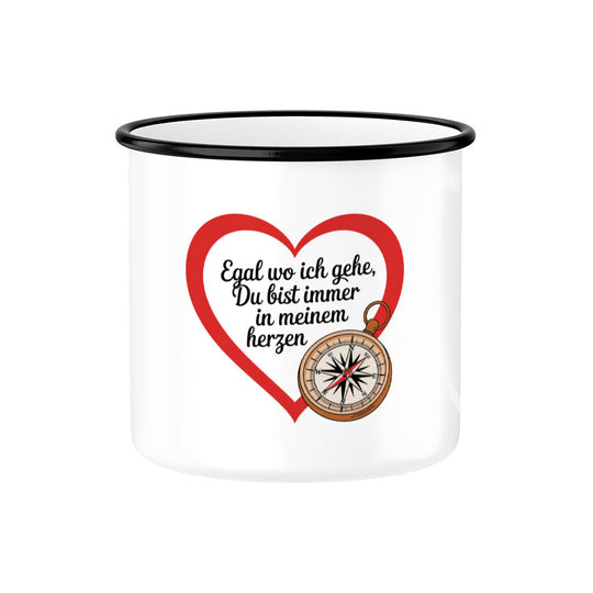 MUTTERTAG Emaille Tasse EGAL WO ICH GEHE