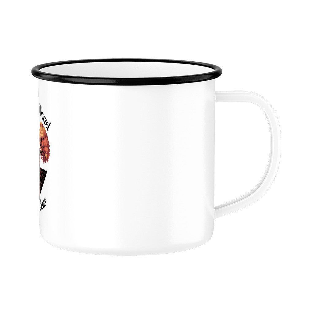 MUTTERTAG Emaille Tasse DU BIST DIE WURZEL MEINES LEBENS