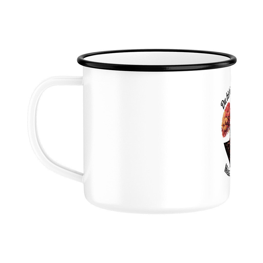 MUTTERTAG Emaille Tasse DU BIST DIE WURZEL MEINES LEBENS