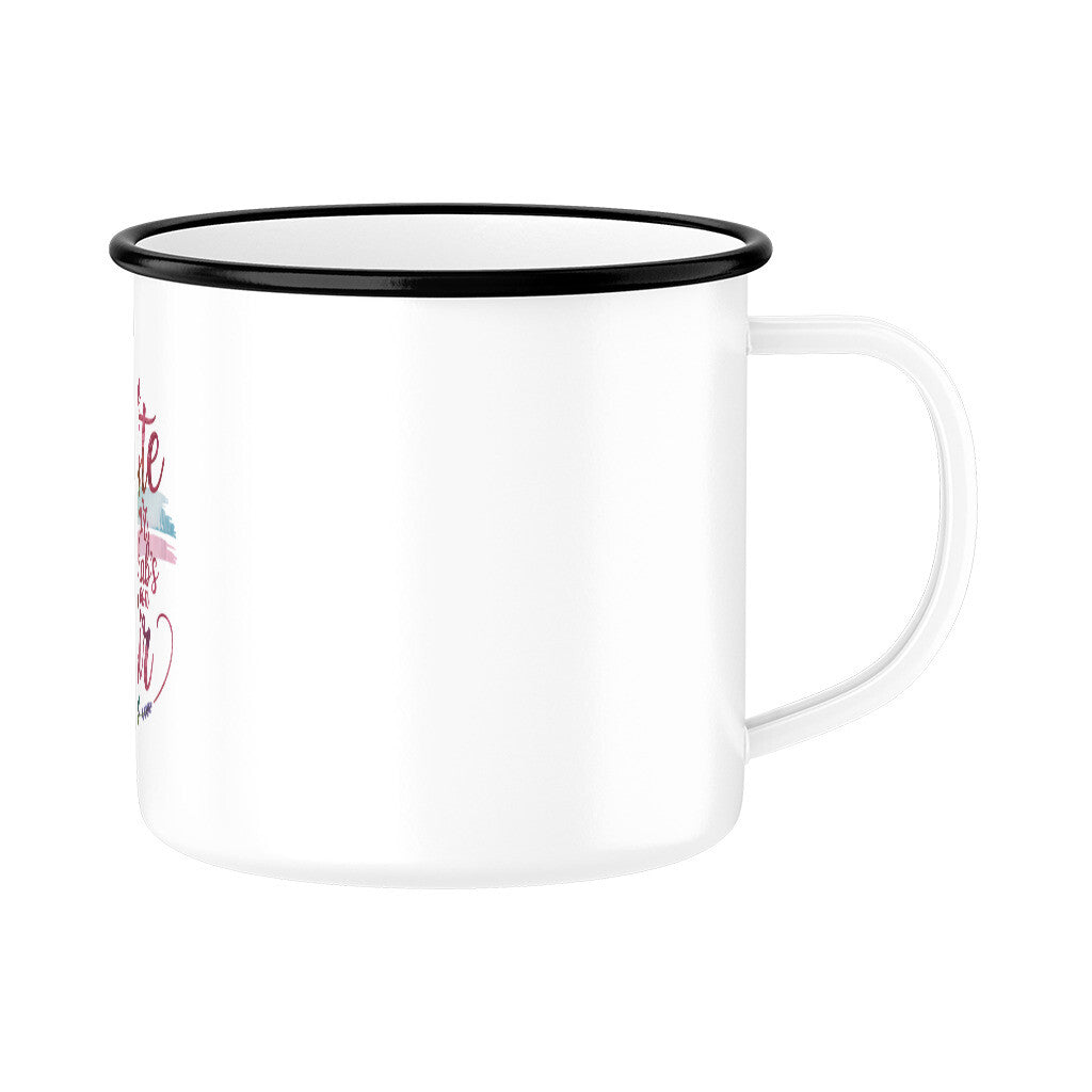 MUTTERTAG Emaille Tasse DAS BESTE IN MIR ICH HABS VON DIR
